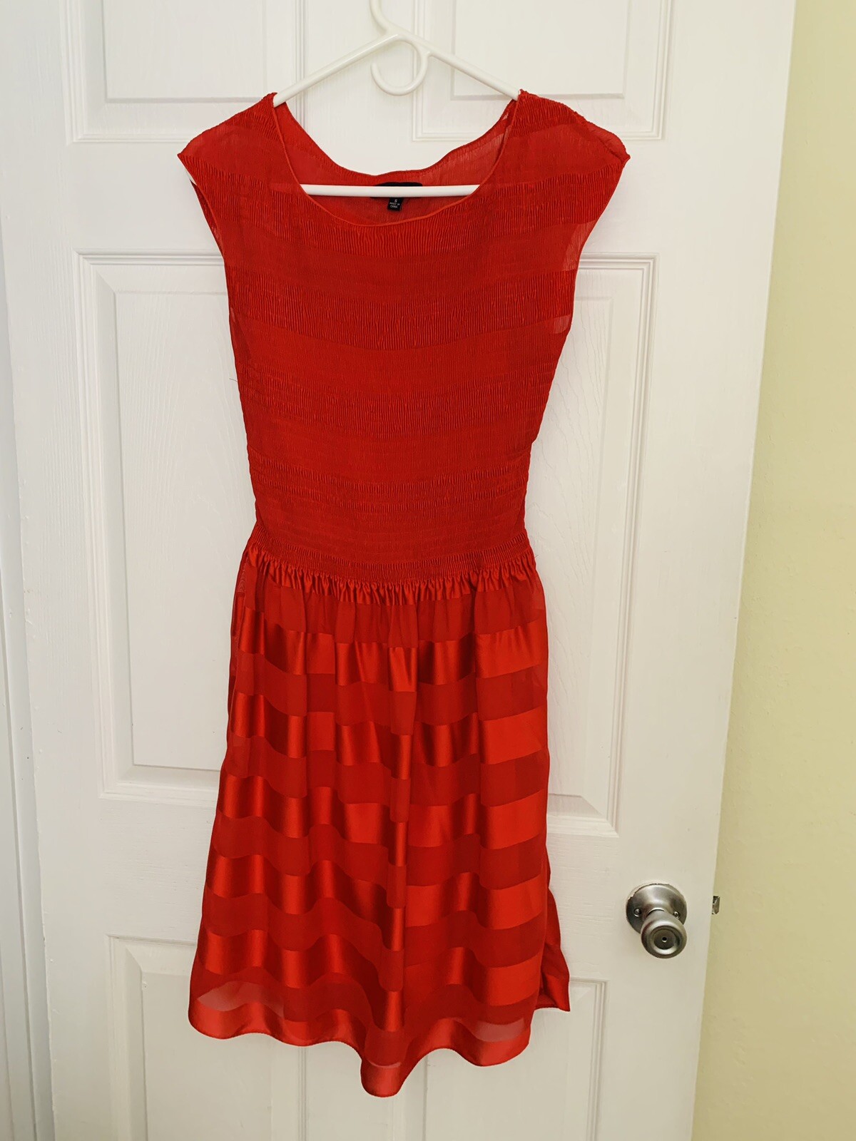 Women’s dresses MAX EDITION Smocked Top Fit-&-Flare Chiffon Print dress RED S