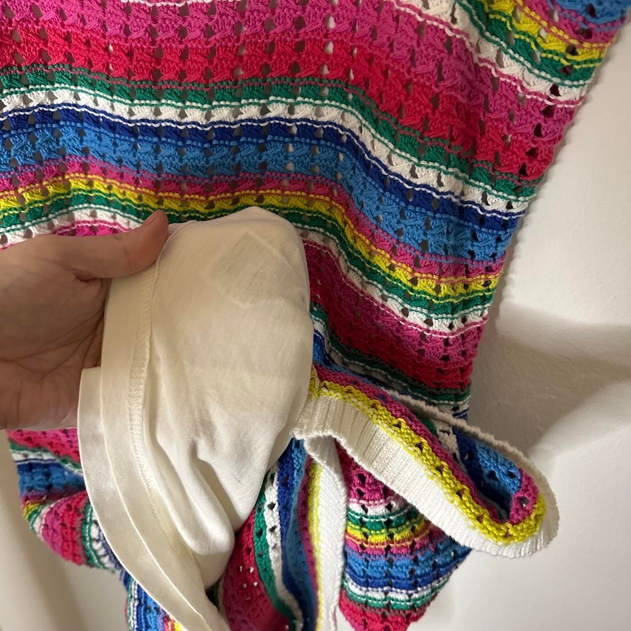 NWT Gap Colorful Rainbow Striped Crochet Knit Dress Size M Summer Festival Mini