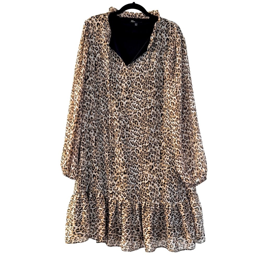 Friends Like These women’s midi dress UK 16, leopard print, open or tie neck