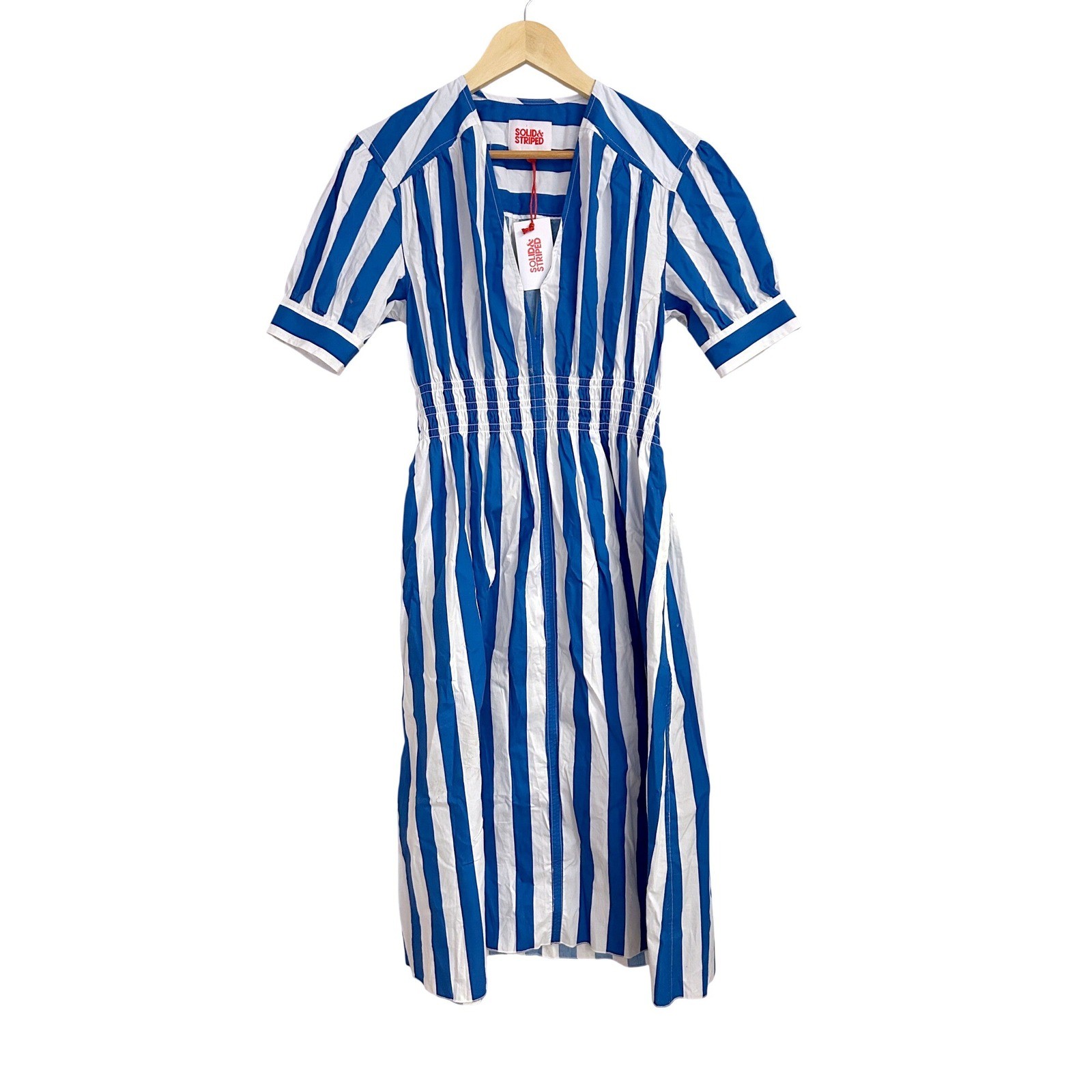 Solid & Striped Delilah Dress Blue White Stripe Cotton Midi Small NWT