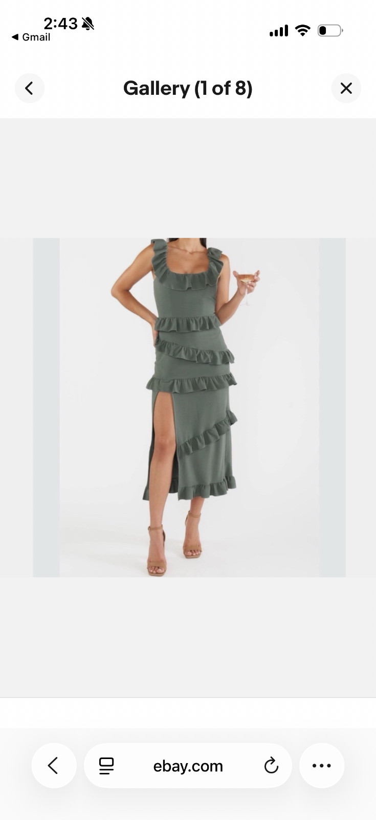Show Me Your Mumu Greta Midi Dress Silver Sage Stretch Crepe Size L