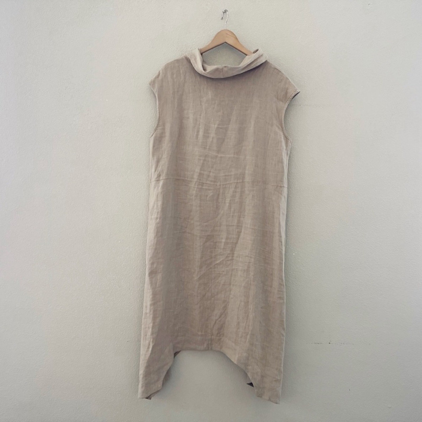 Bryn Walker Atticus Romper Jumpsuit Dress Med Sand Linen Lagenlook Artsy Boho