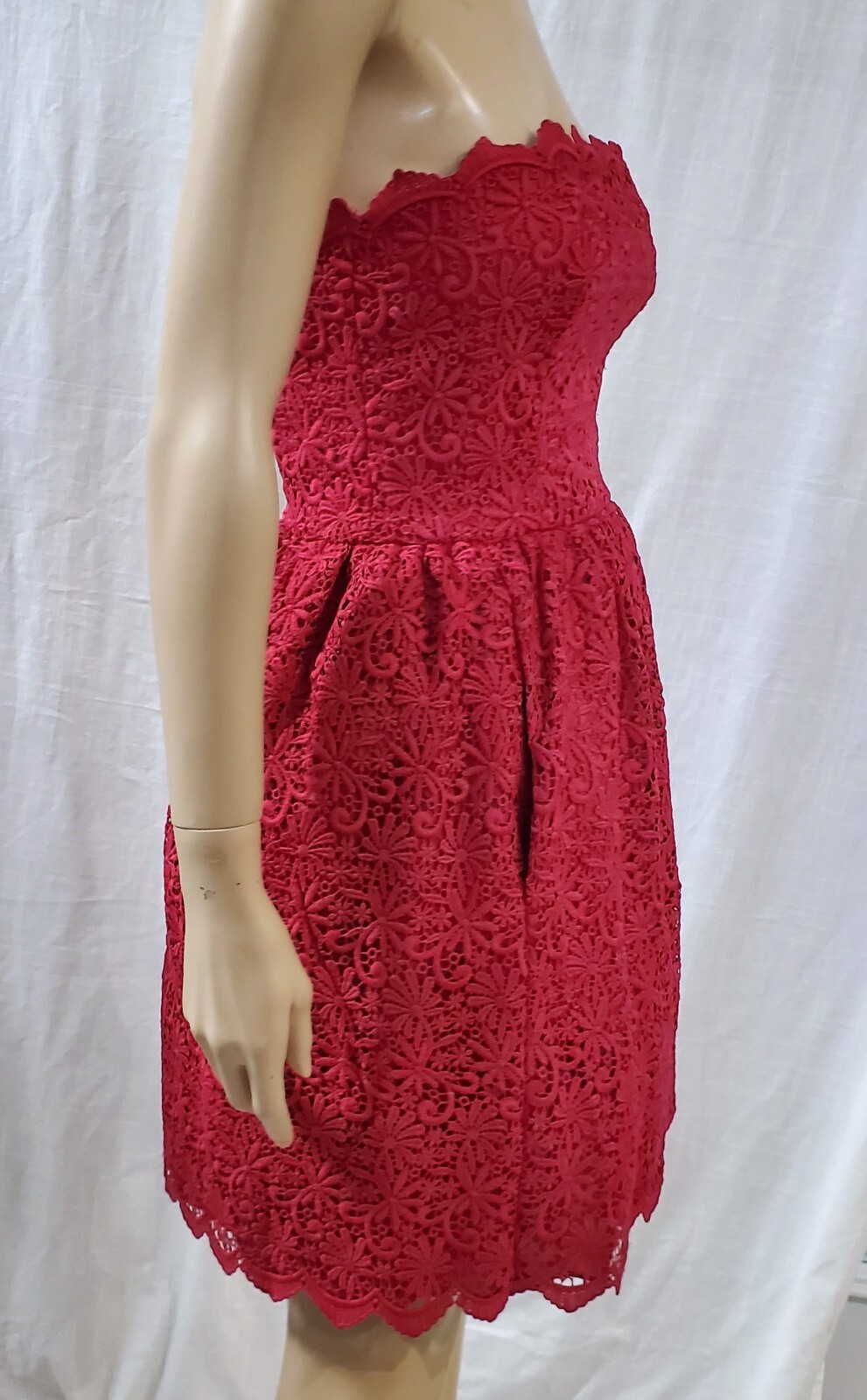 Jill Jill Stuart Chic Raspberry Crochet Strapless Cocktail Party Sz 2 Dress $478