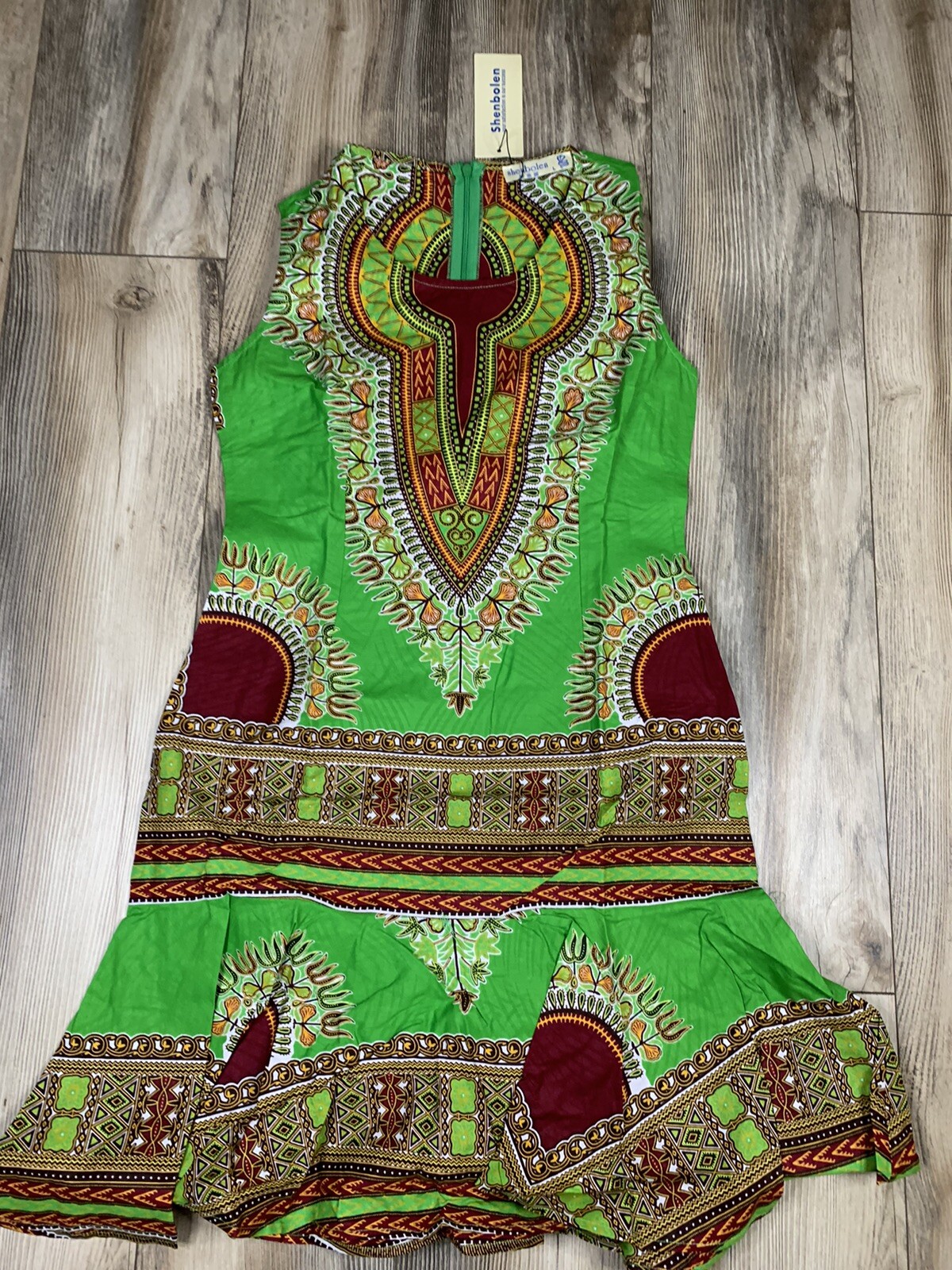 Shen Olen Women Traditional African Dress Green Size Large NEW With Tags