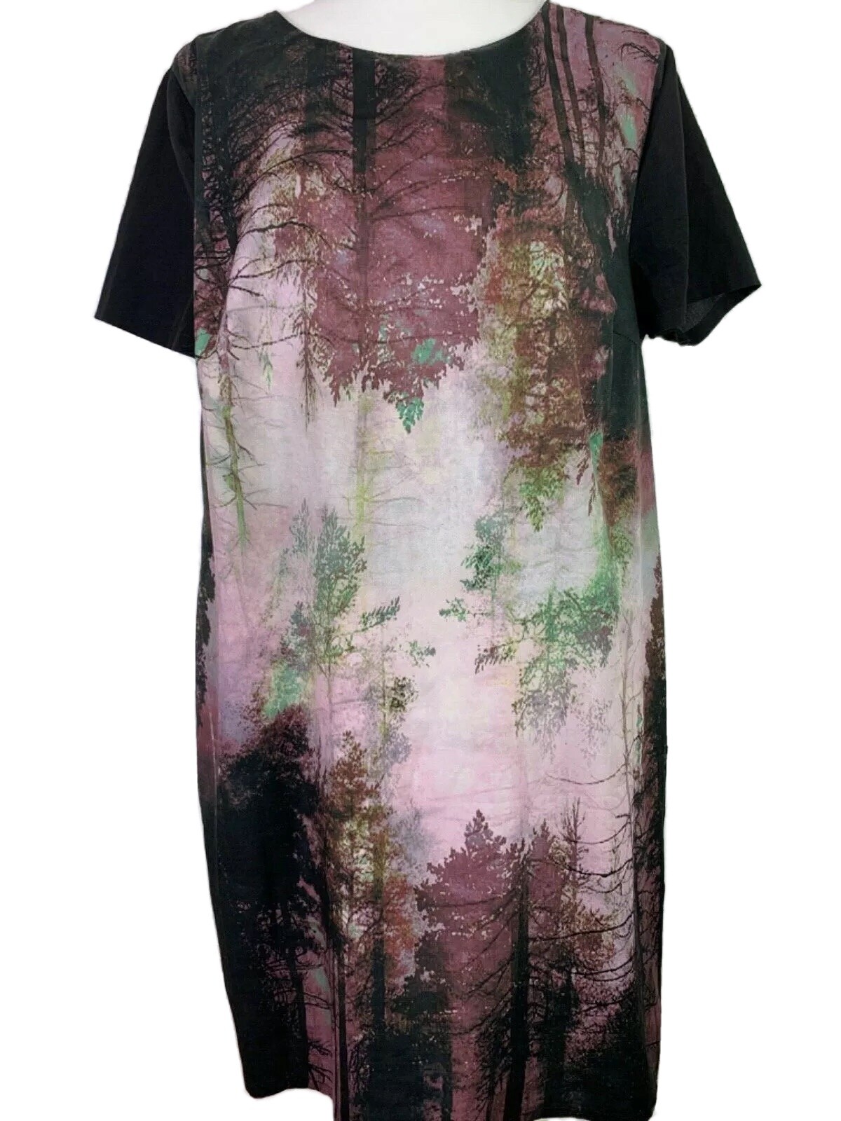 Sugarhill Boutique A Line Knee Length Dress Size 10 Lined Misty Forest Trees