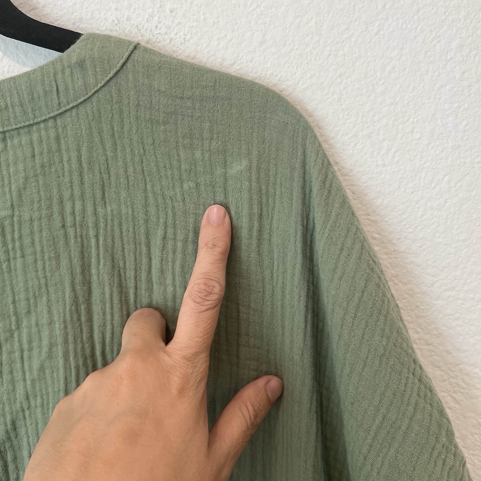 Madewell Lightspun Cuff-Sleeve Button-Front Tiered Mini Dress – Sage Green XXL