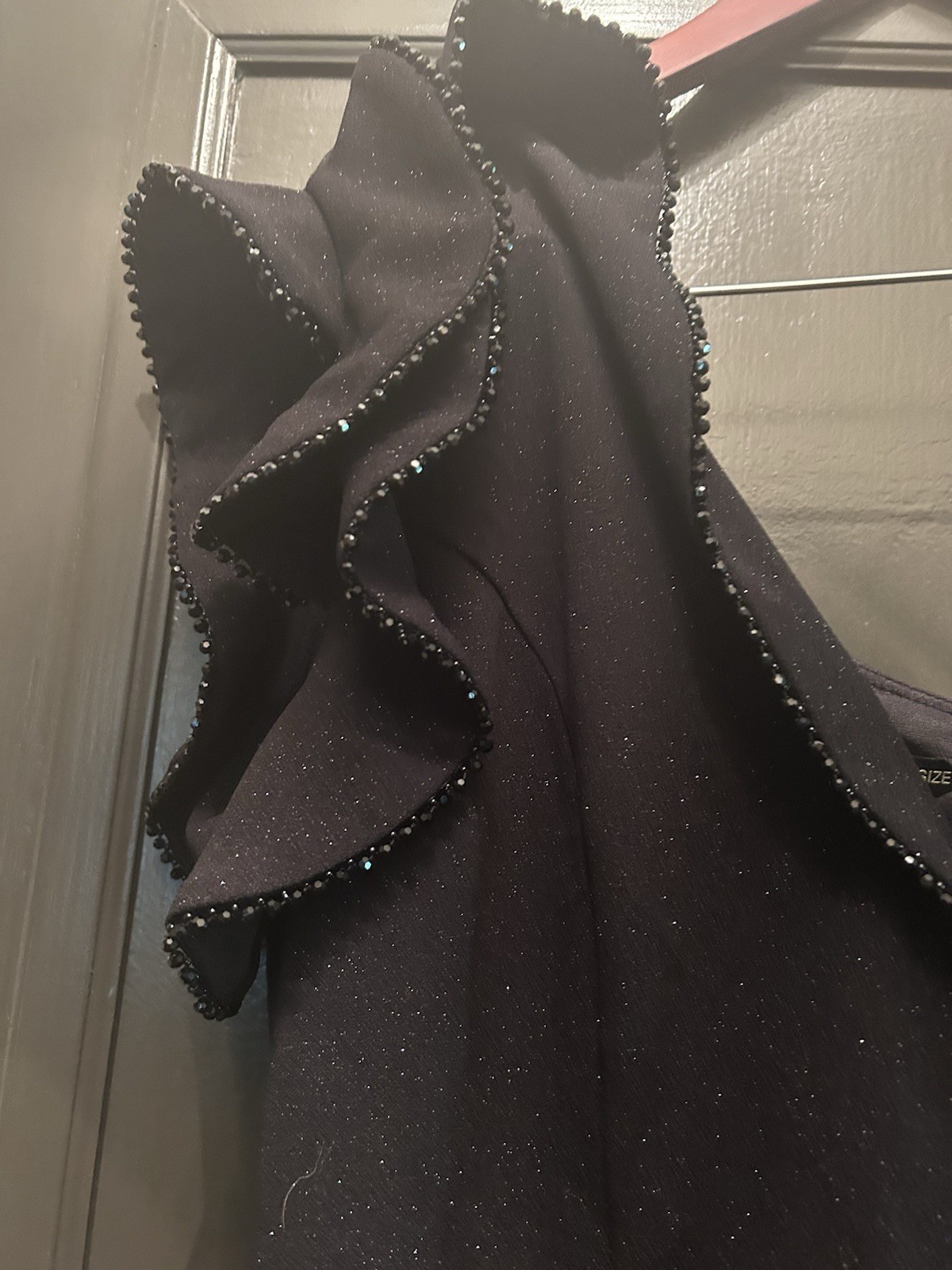 Vfshow Black Beaded Ruffle One Shoulder dress perfect for wedding/Formal/prom