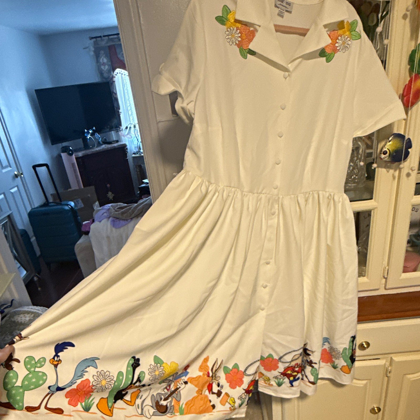 Unique Vintage Looney Tunes Wile E. Coyote Road Runner Shirt Dress 3X/20
