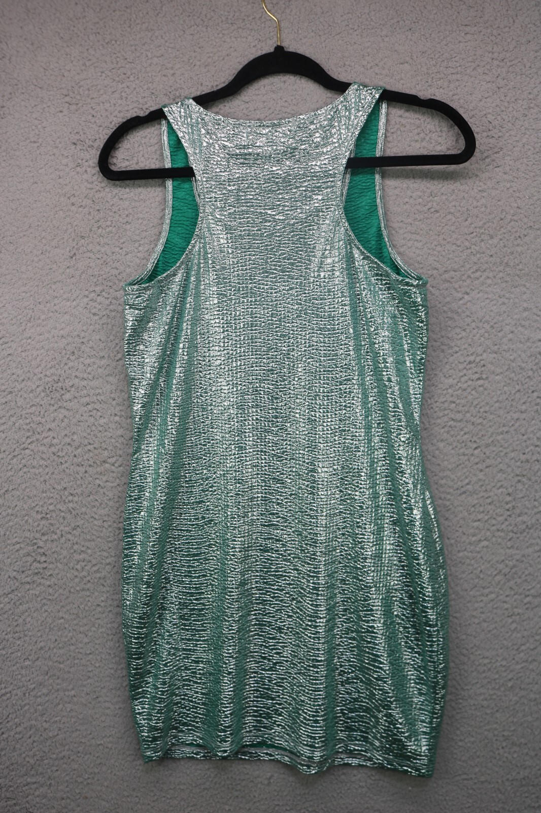 Olive & Oak Green & Silver Shimmering Bodycon Dress-Size Medium-Stretchy