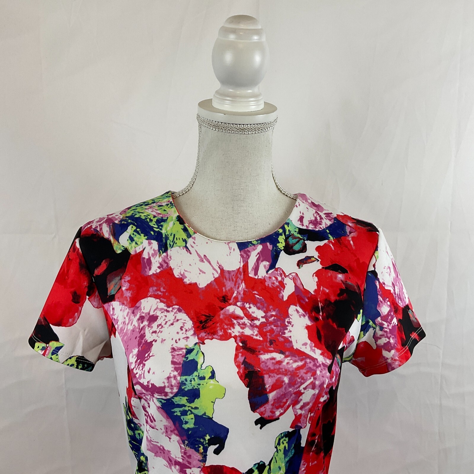 Milly Design Nation Dress A-Line 10 White Red Purple Blue Green Abstract