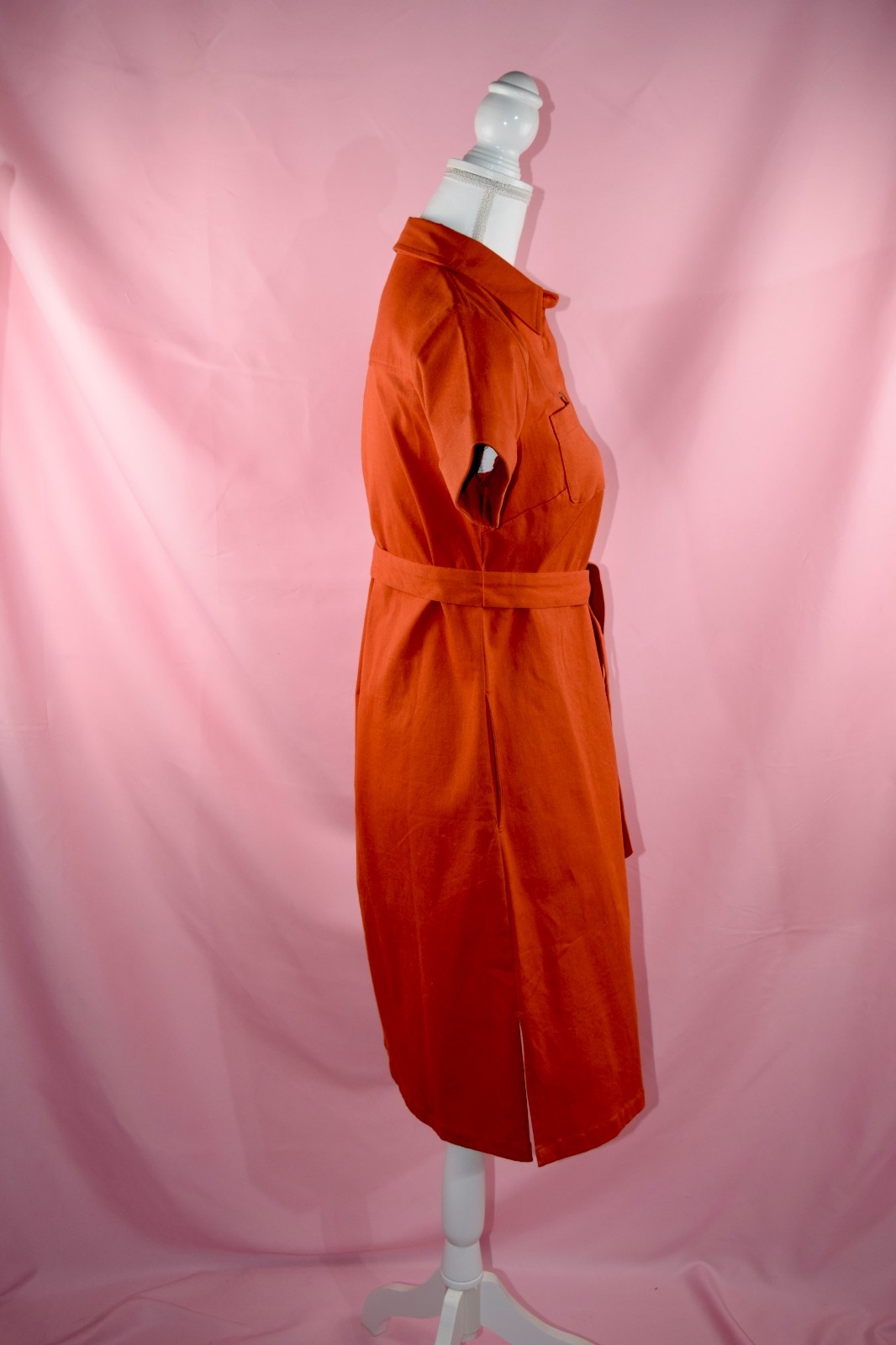 Chadwicks Petite Rust Orange Cotton Blend Button-Up Shirtdress | Size 4P
