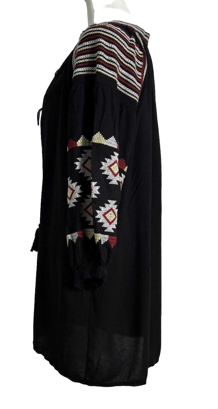 Velzera Aztec Bohemian Tunic Mini Dress Women Med. Festival Hippie Embroidered ￼