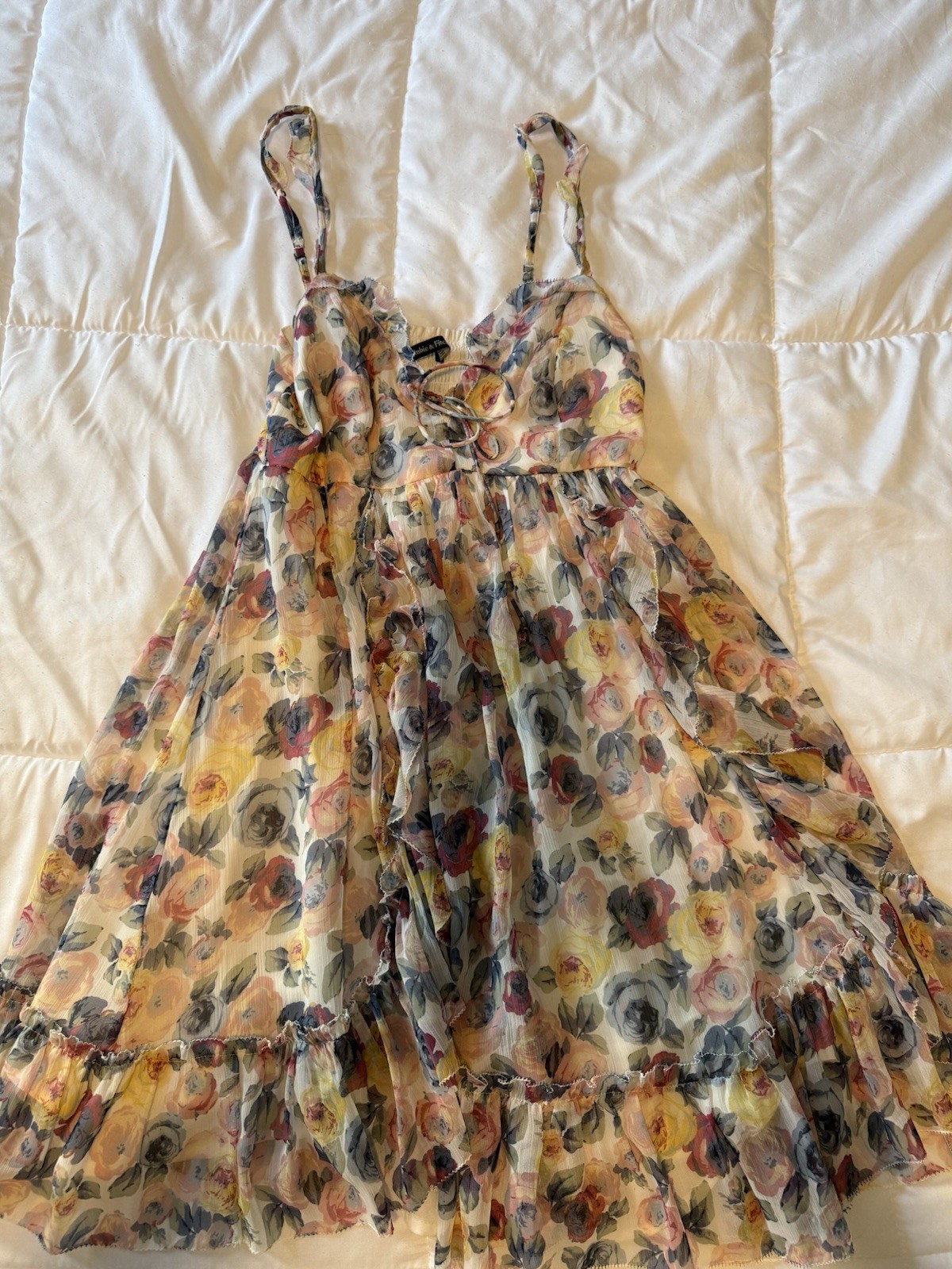 Abercrombie & Fitch Women’s S Floral Chiffon Smocked Tiered Midi Sundress