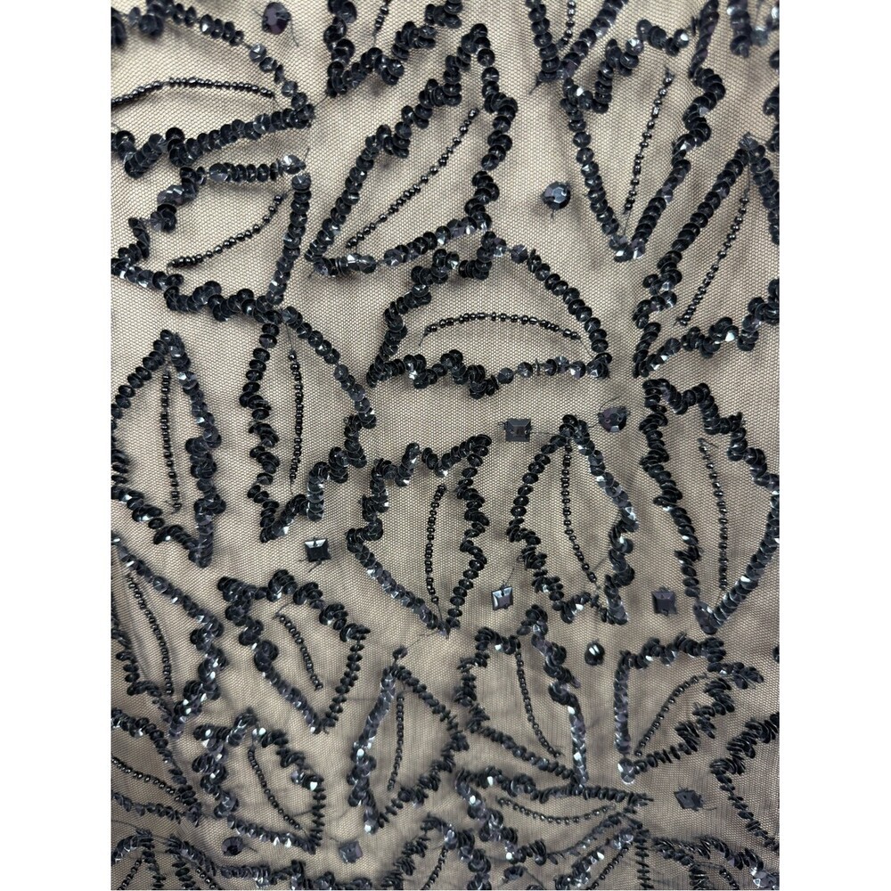 Suzy Shier dress sequins sparkly Black and Tan Beaded Cocktail Dress