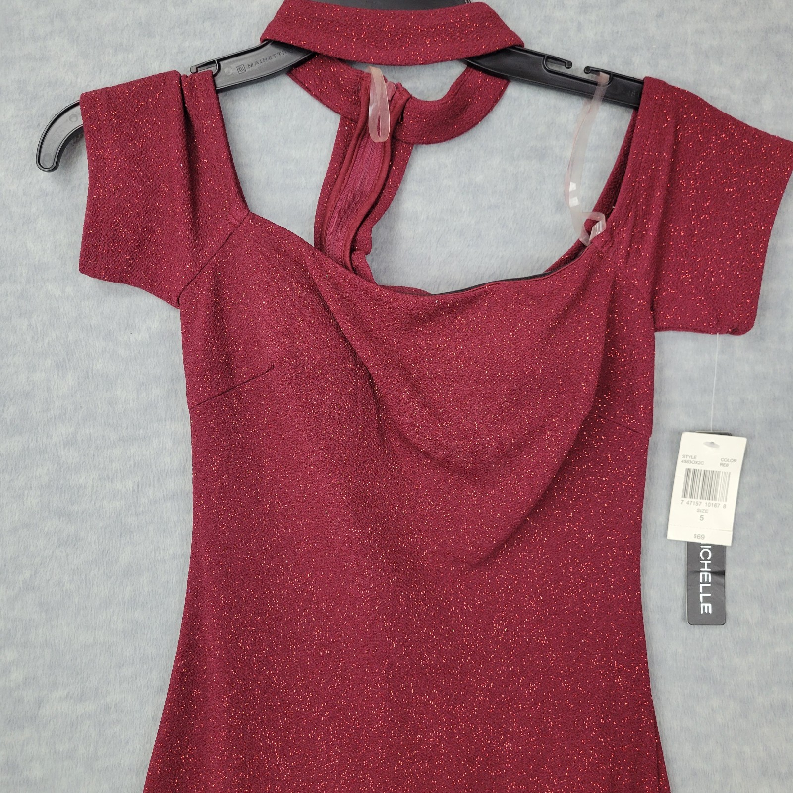 My Michelle Mini Dress Red Glitter Short Sleeve 90s Vintage Goth Womens 5 NWT
