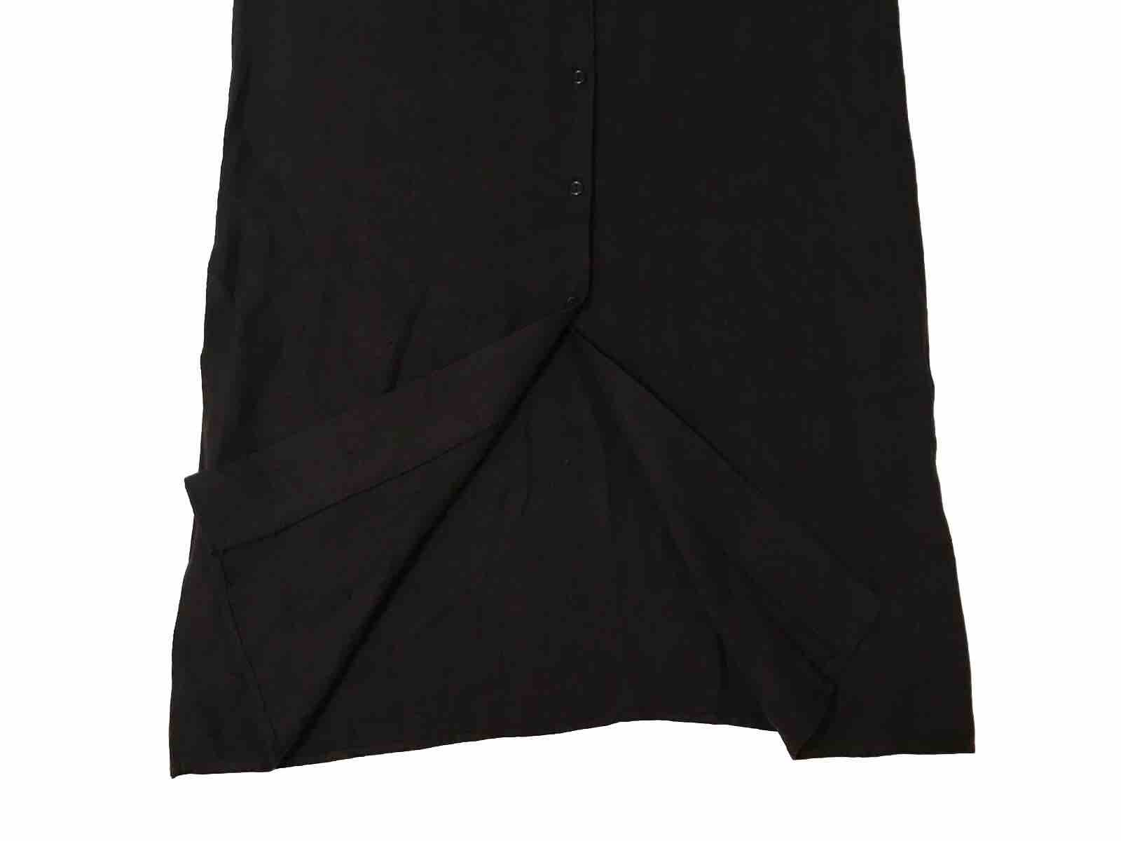 Finity Linen Maxi Dress Women 8 Black Button Down Lagenlook Coastal Boho Beach