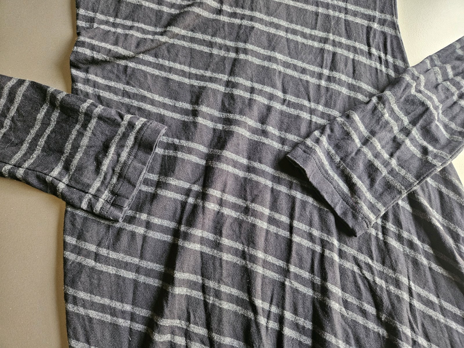 Alexander Wang Black And Gray Striped Long Sleeved Dress Size Small