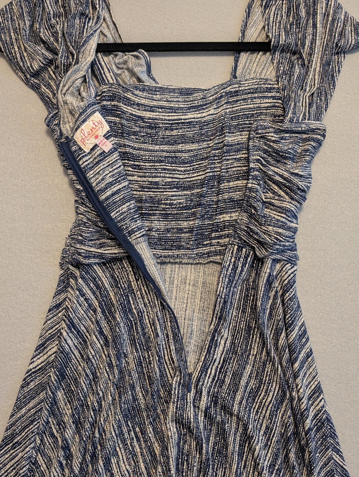 Anthropologie Plenty By Tracy Reese Drape Dress Womens S Blue White Asymmetric