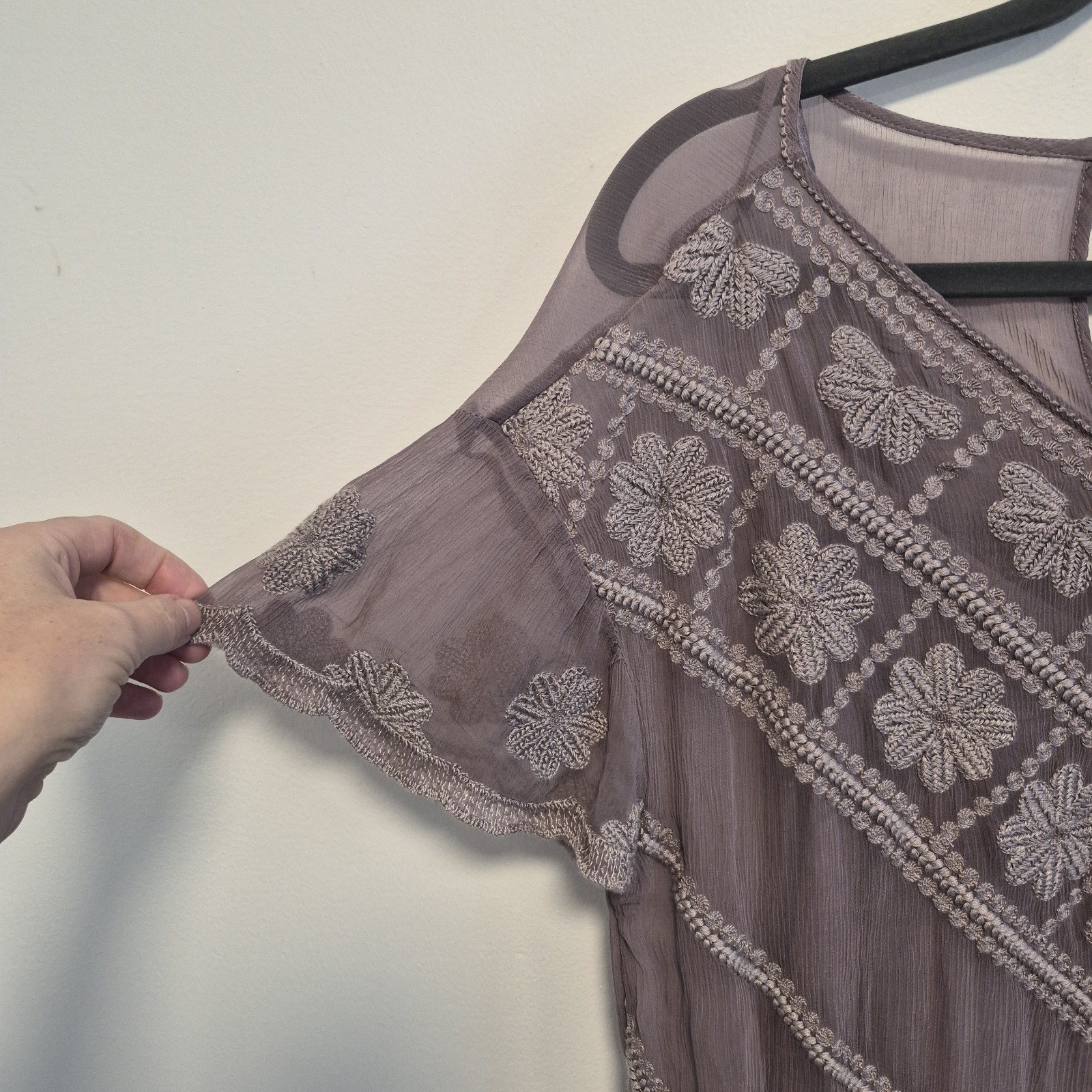 Sundance Violette Mini Dress Lavender Embroidered Sheer With Slip Size S Petite