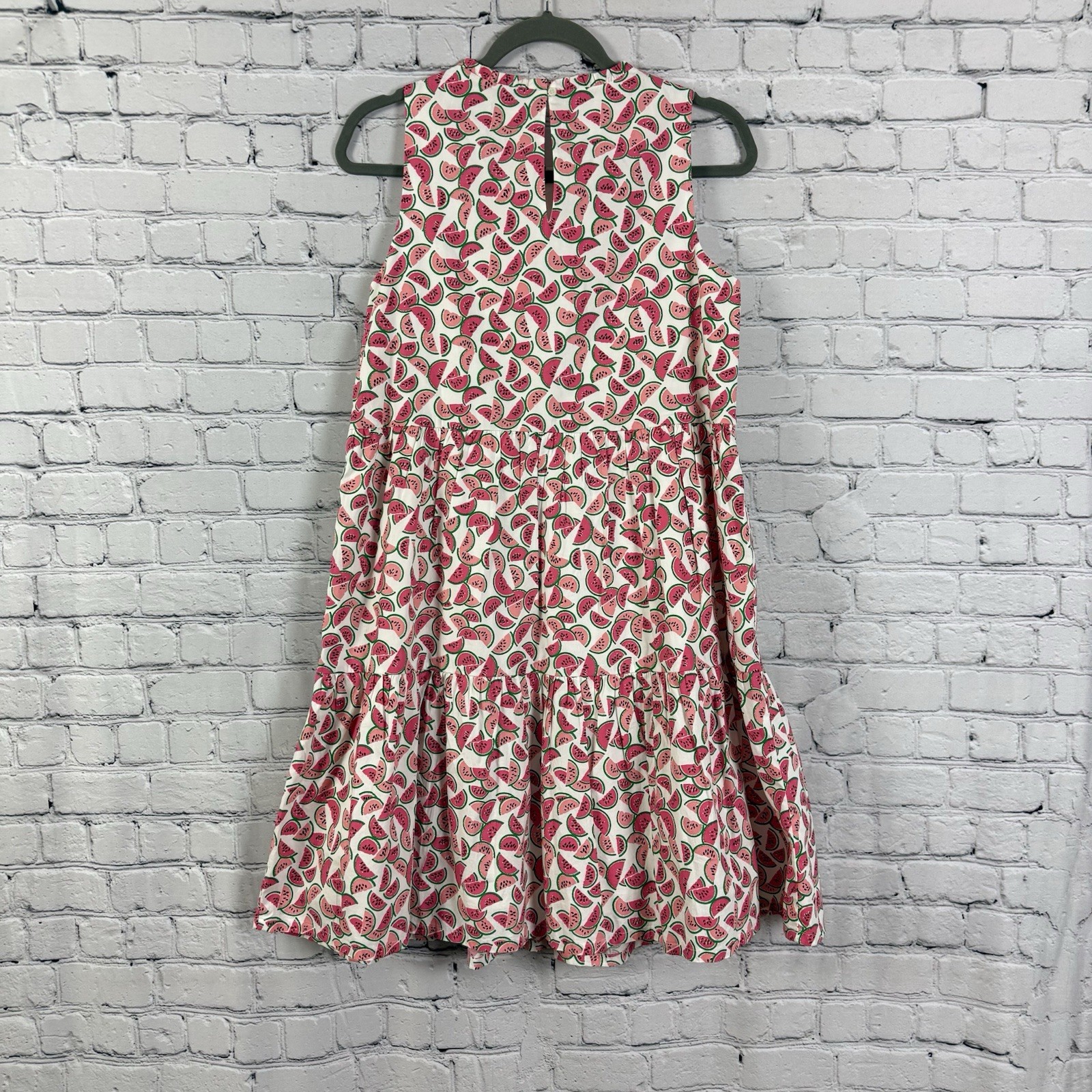 J.Crew Cotton Poplin Watermelon Print Tiered Mini Dress Sleeveless Women Size 4