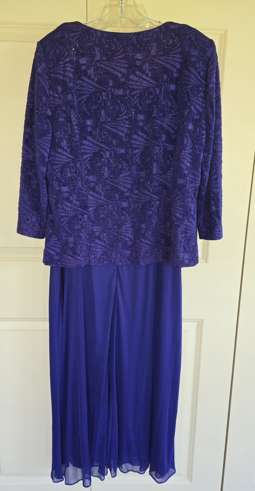 Alex Evenings Tea-Length Sparkle Jacket Chiffon Dress Size 14