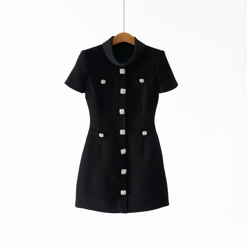 Self-Portrait Dress Black Bow Short A-line Dress Womens
