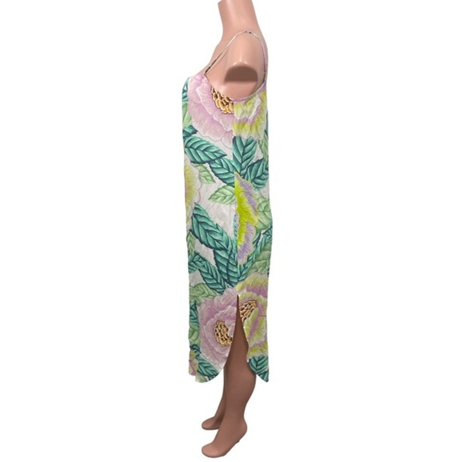 Mara Hoffman Floral Cami Strap Midi Dress Size SMALL Button Up Front
