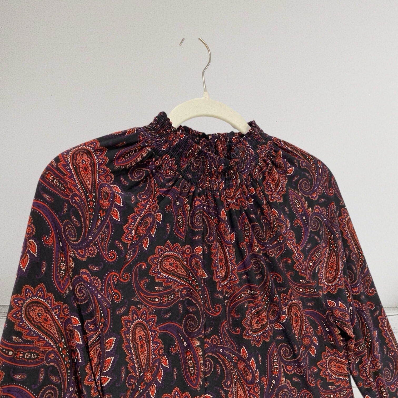 Tommy Hilfiger Paisley Smocked Mock Neck Dress Size 4 Elegant Summer Chic $129