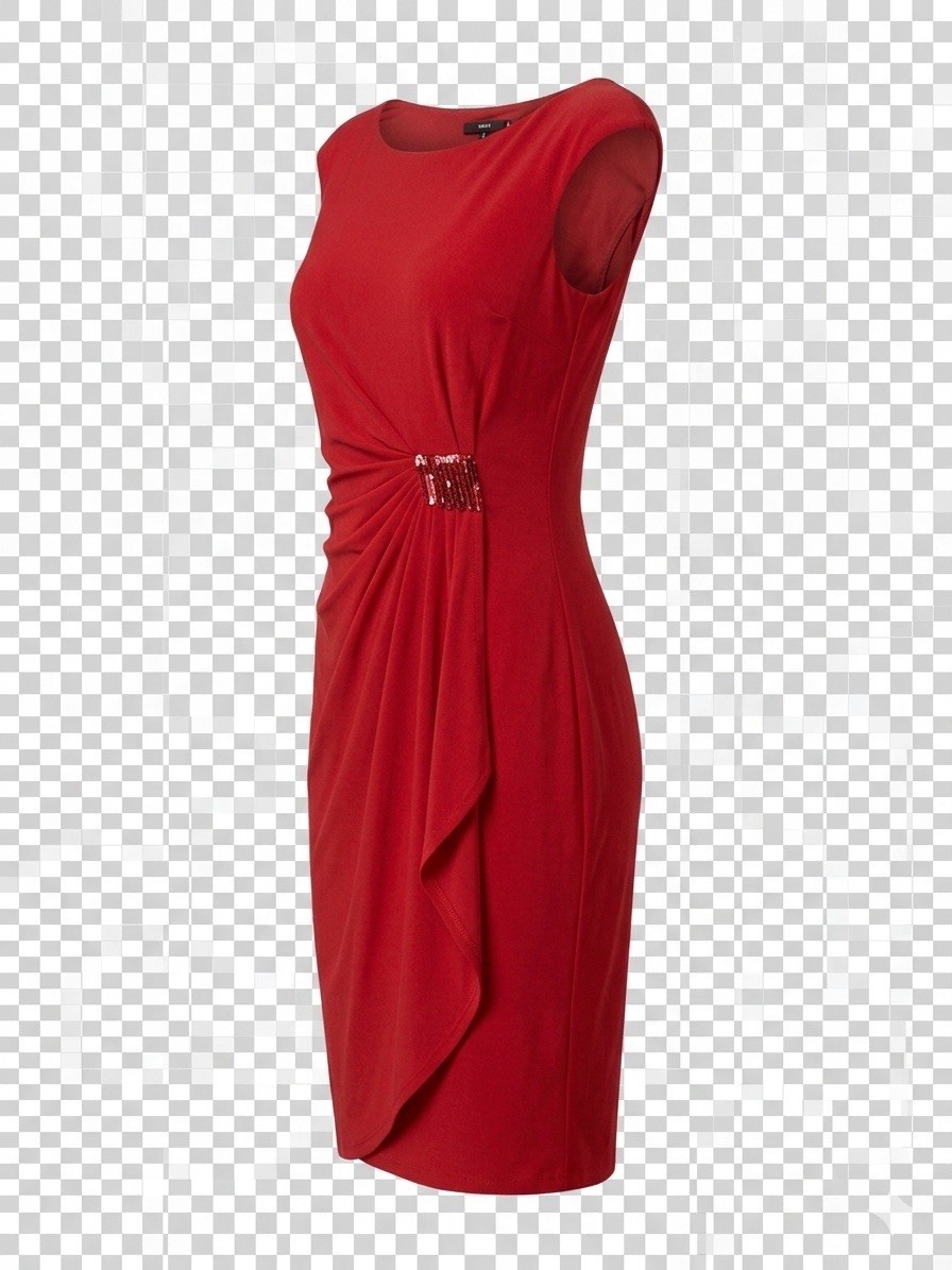 NWT Connected Apparel women’s Red Solid Ruched Sheath Dress Beaded Accent Size 6