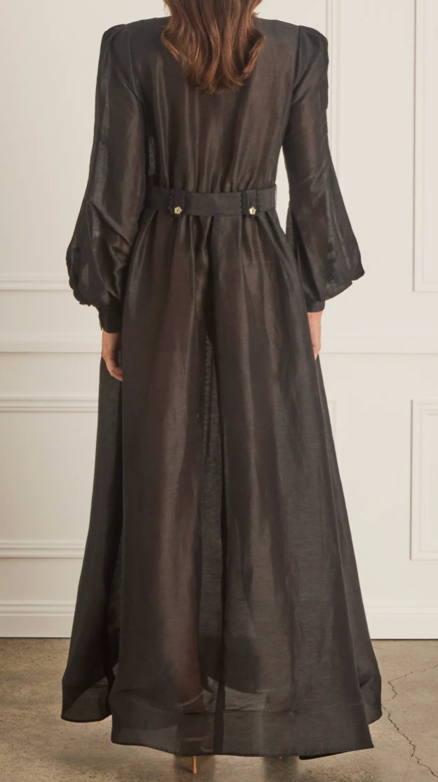 Aqua Blu Sparrow Tiana Black Linen High Neck Maxi Dress Sz XLarge US10 Australia