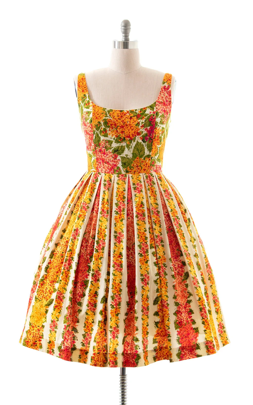 ISAAC MIZRAHI Target Floral Red Orange Hydrangea Dress 1X Pleated Rockabilly