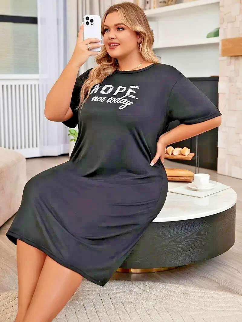 Plus Size – Not Today T-Shirt Dress – Lounger Muumuu ✨New