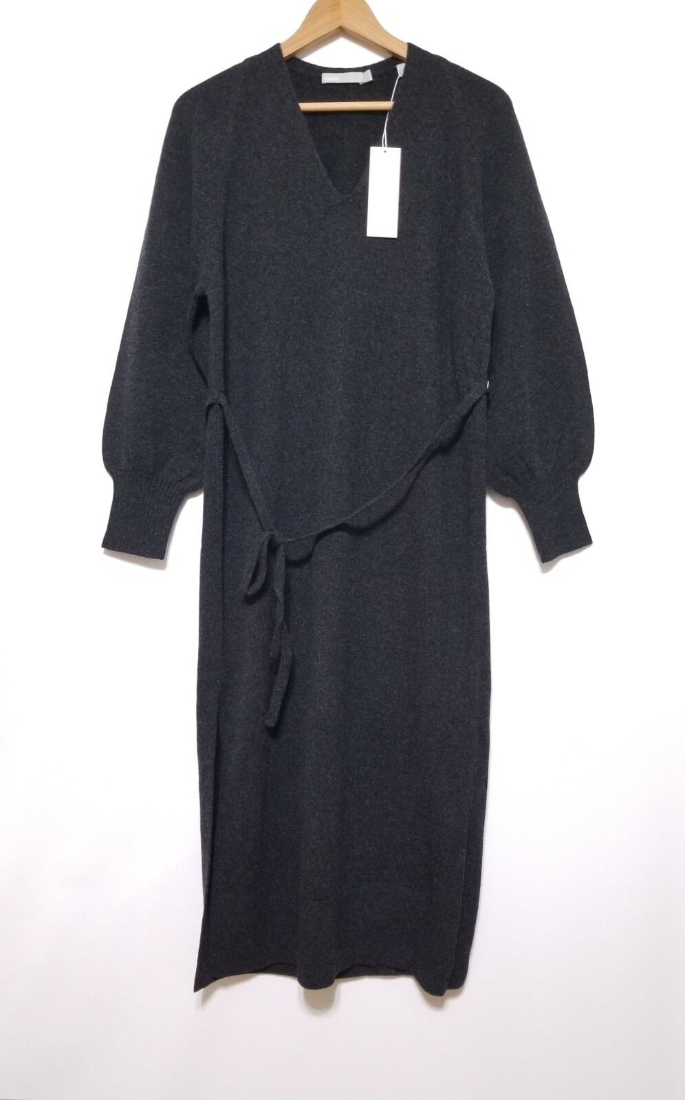 NWT Vince Wool Cashmere Blend Knit Midi Dress in Dark Grey Size S $395