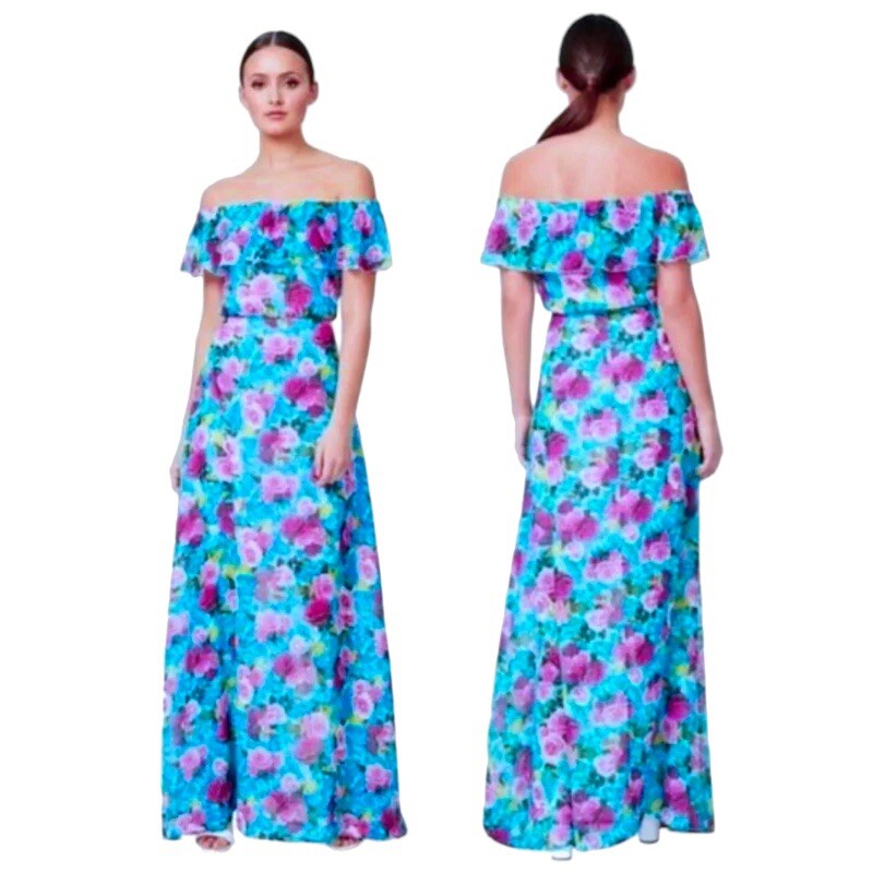 Betsey Johnson Floral Maxi Dress 2 Happy Multicolor Colorful Happy Print Breezy