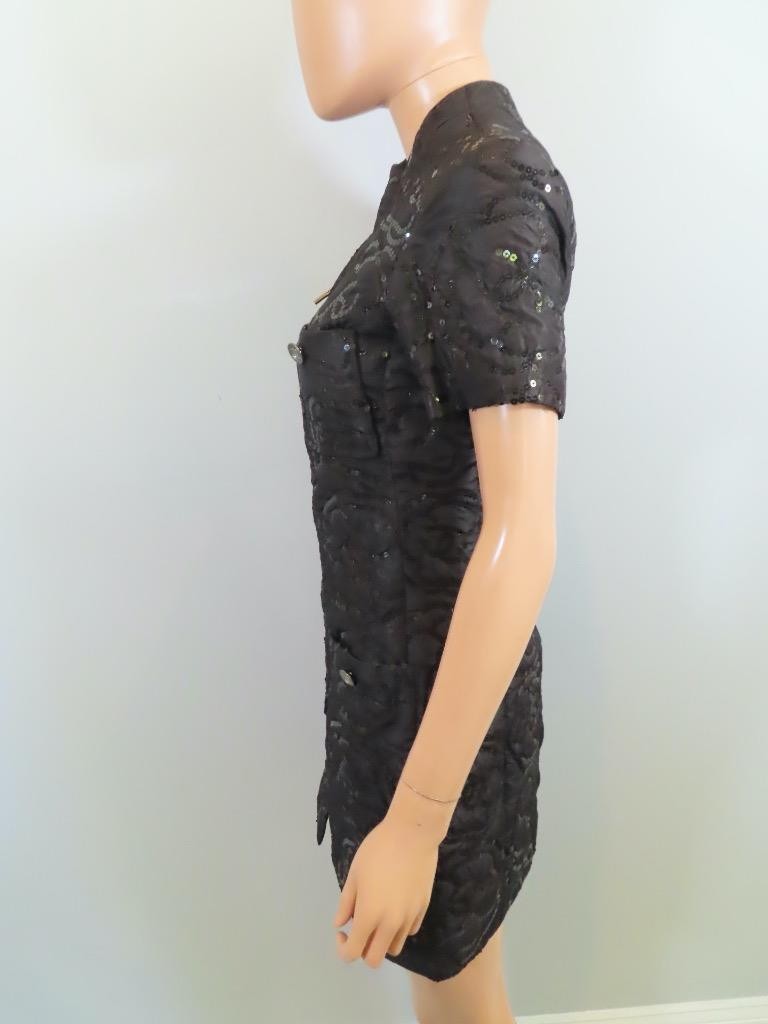 CHANEL Black Quilted Camellia Embroidered Sequin Dress F 36/US 4-altered