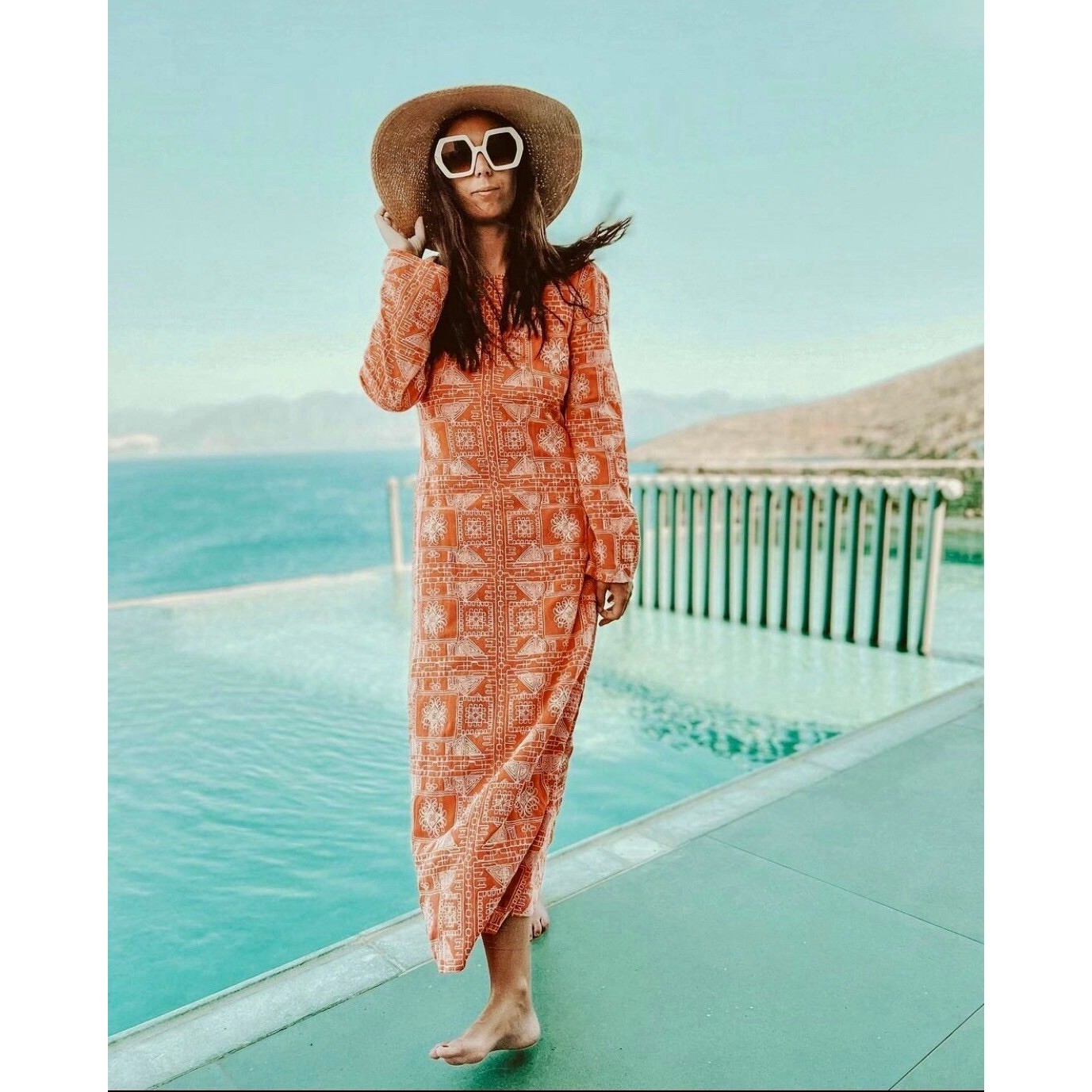NWT!! ZARA Embroidered Dress Orange Vacation Beach Open Back Blogger Favorite XL
