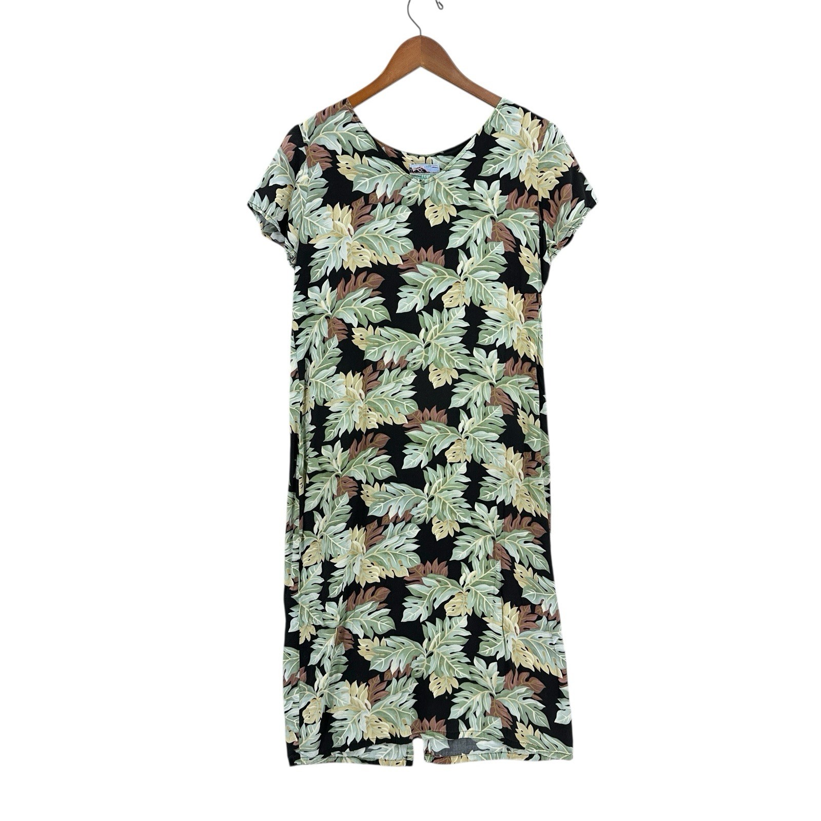 REYN SPOONER Vintage Hawaiian Dress Small Tropical Leaf Print Long W041