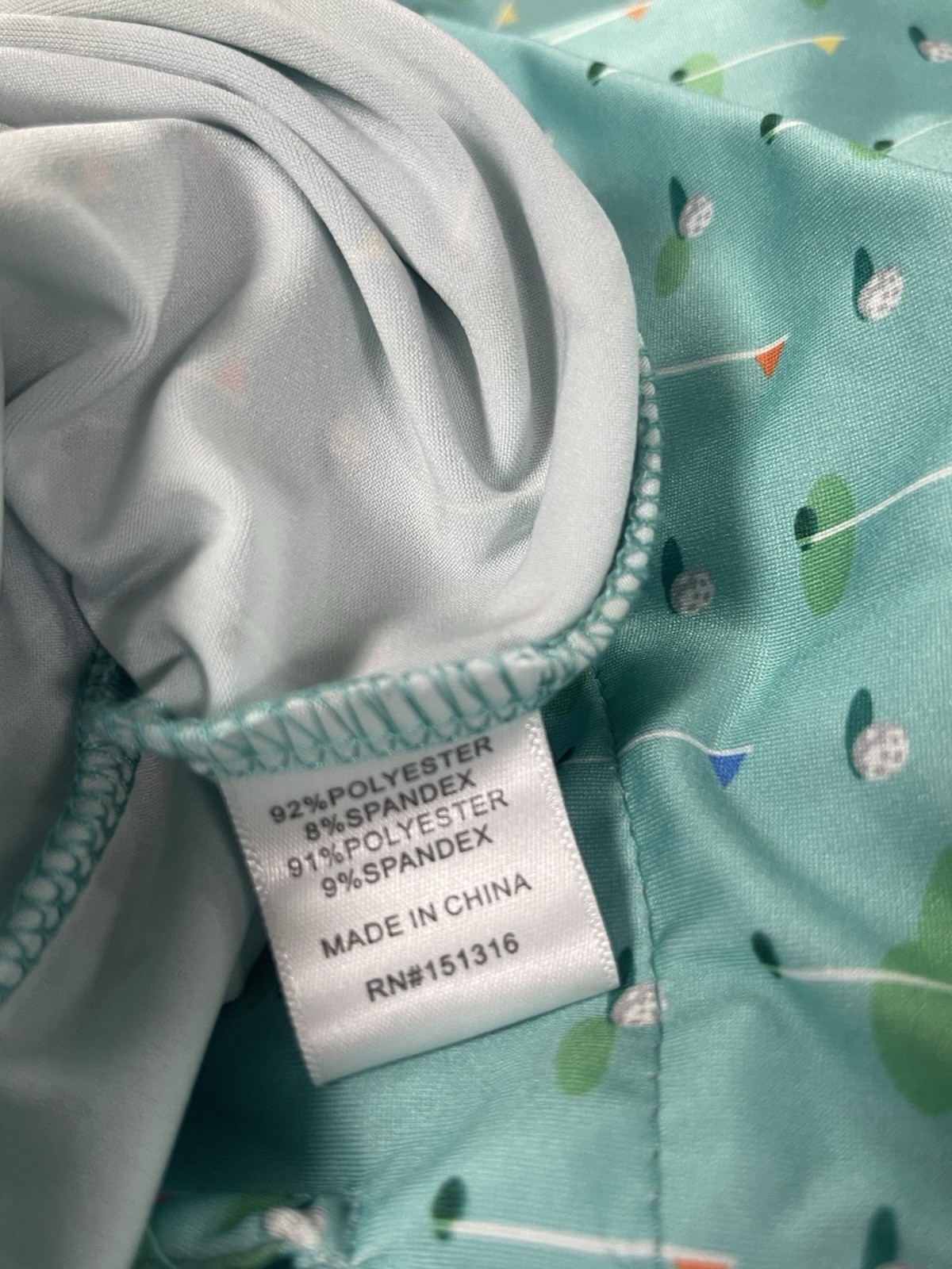 Cabana Life Turquoise 1/4 Zip Golf Themed Dress Built-in UPF 50+ Protection L