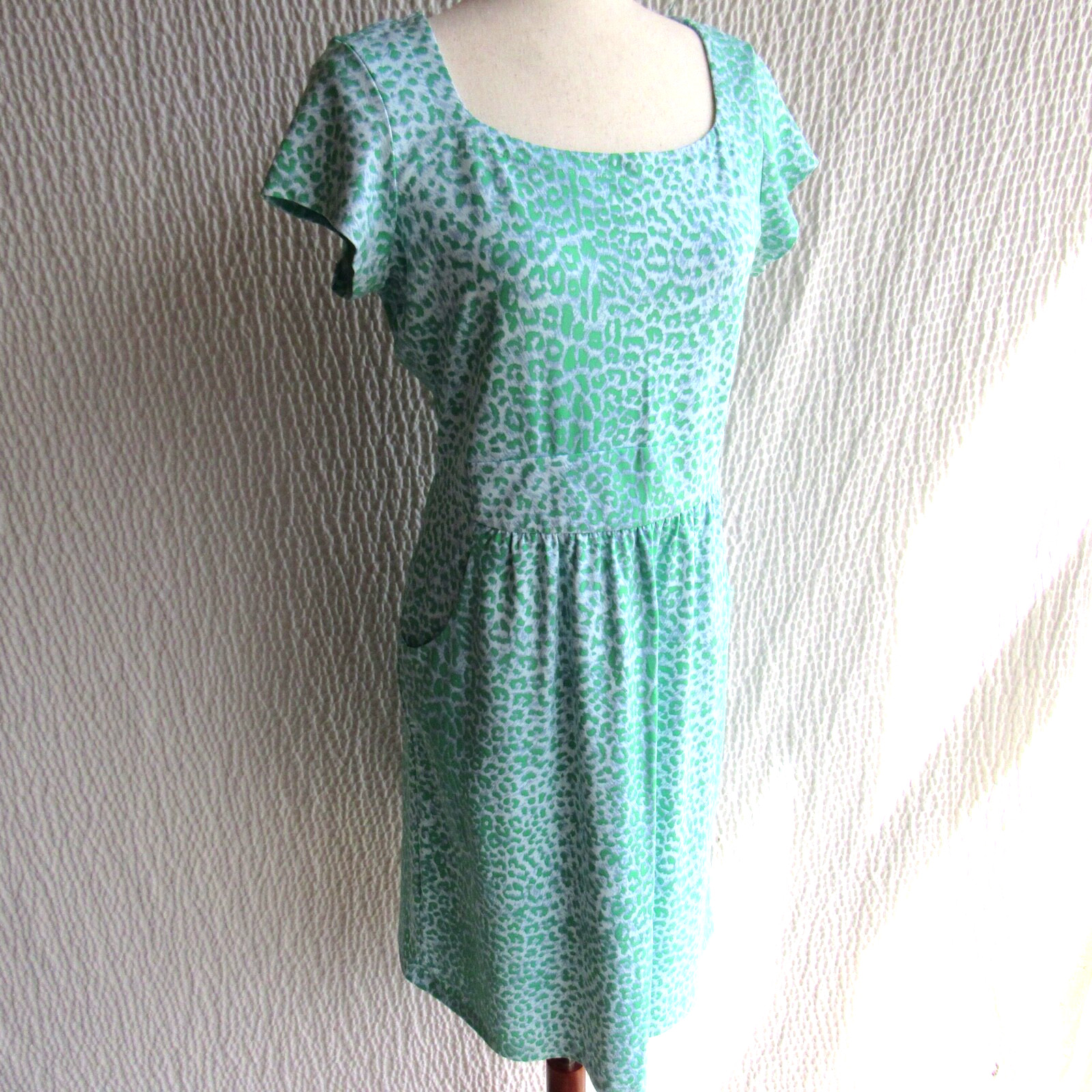J. McLaughlin Dress M 2 Bundle Blue Green Short Slv Pockets Catalina Cloth