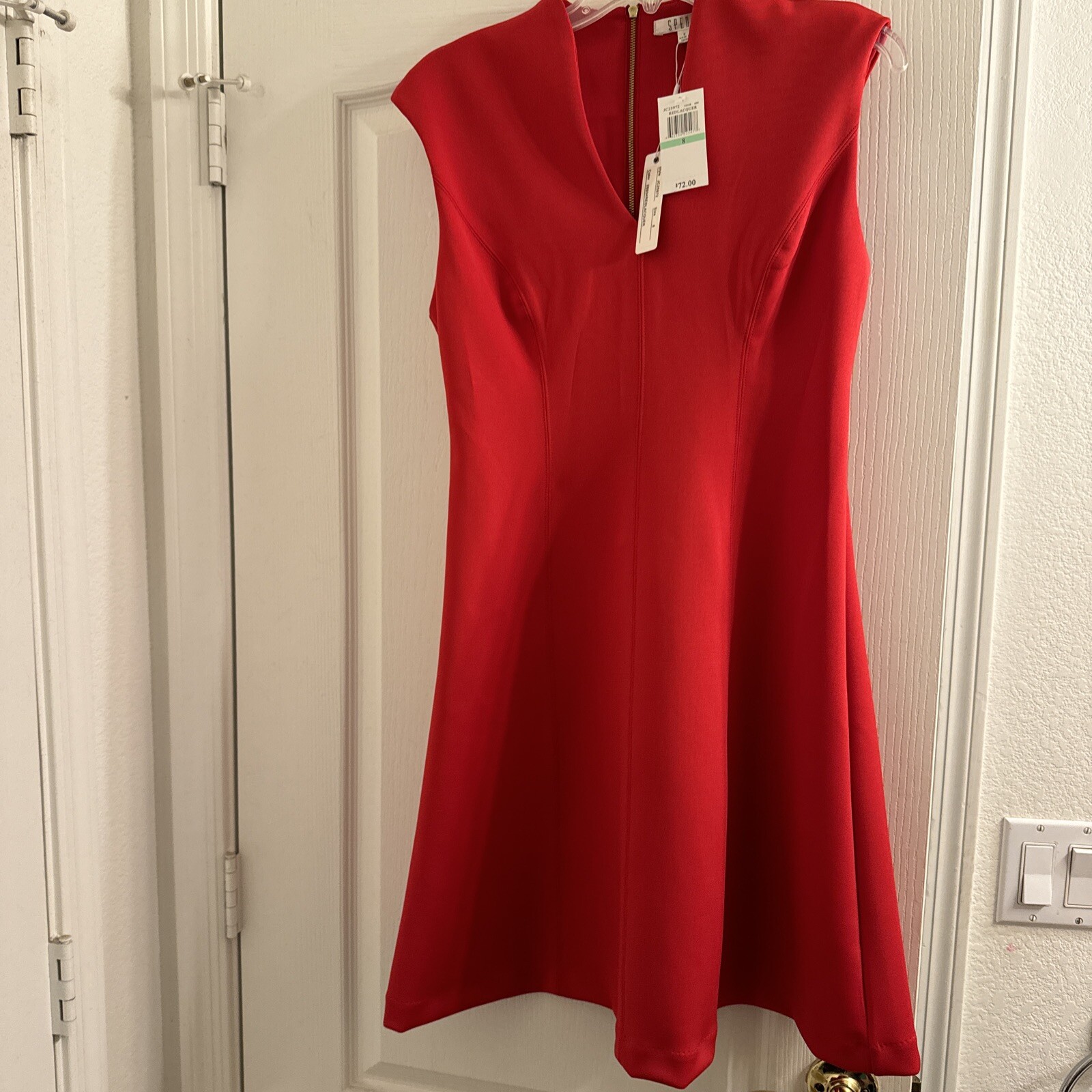 Spense New Red Lacquer Dress Cap Sleeve NWT $72 E15 Size 8