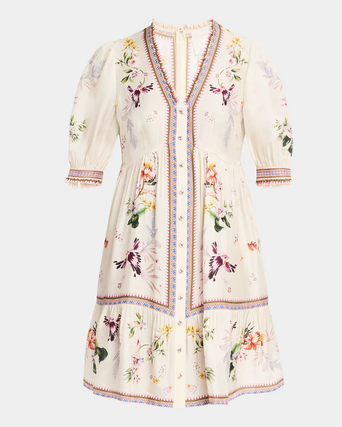 Johnny Was Silk Blend Loren Dress Willah Multi Floral White XL; NWT