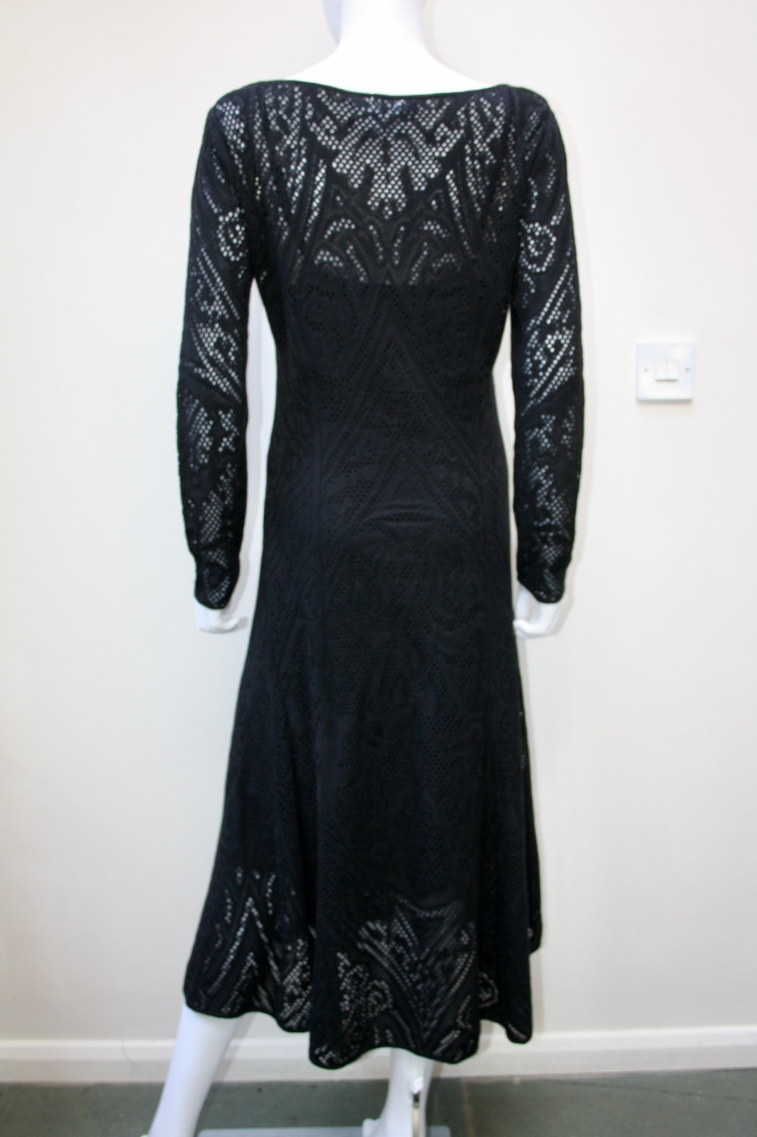 Peruvian Connection “Phoebe” Black Pima Cotton Crochet Lace Dress, M, rrp £489