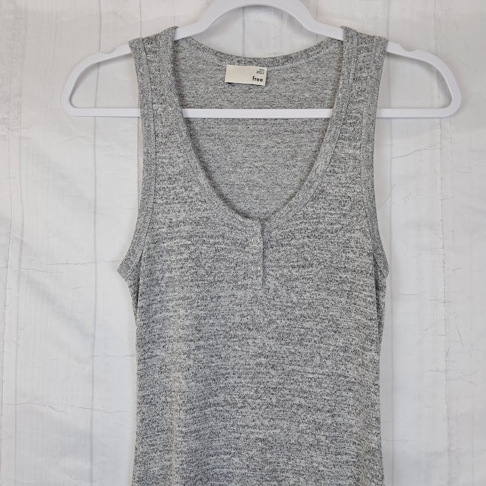 Wilfred Free Aritzia XXS Gray Marl Henley Midi Dress Sleeveless Knit Bodycon