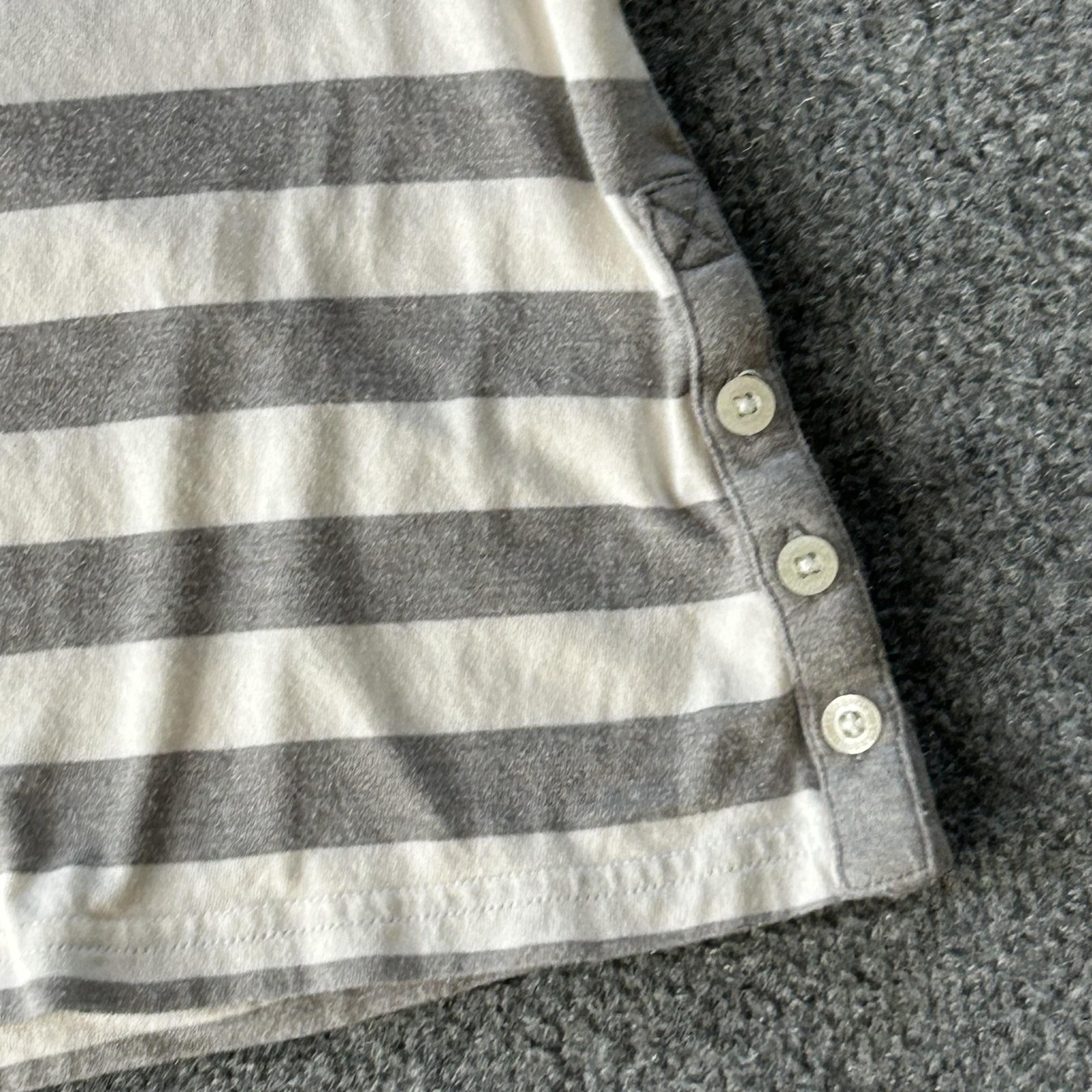Patagonia Dress Womens Medium Grey White Stripe 3/4-Sleeved Au Bateau Dress