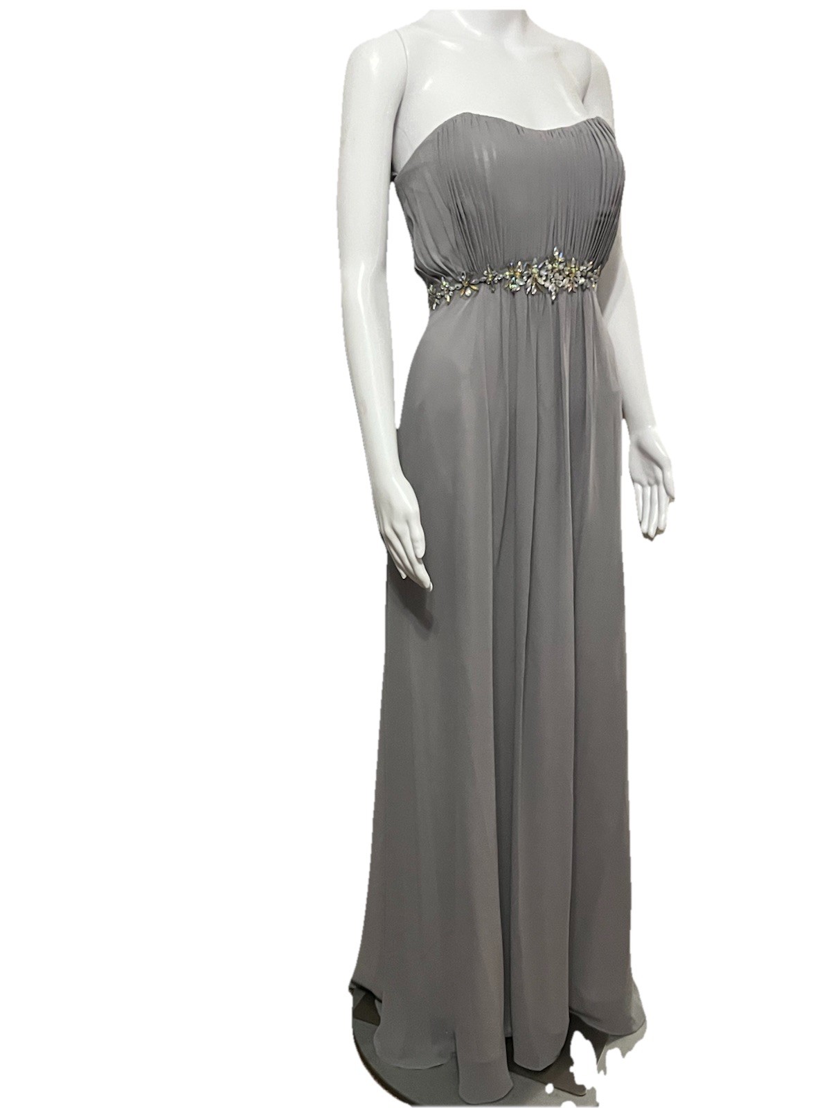 Fiesta Fashion Size L (8-10) Grey Strapless Formal Dress Long Gown Prom NWT