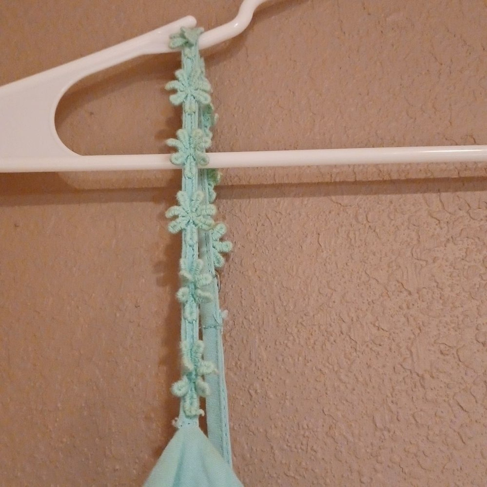 MINT green dress with elastic back and adjustable straps with flowers no liner