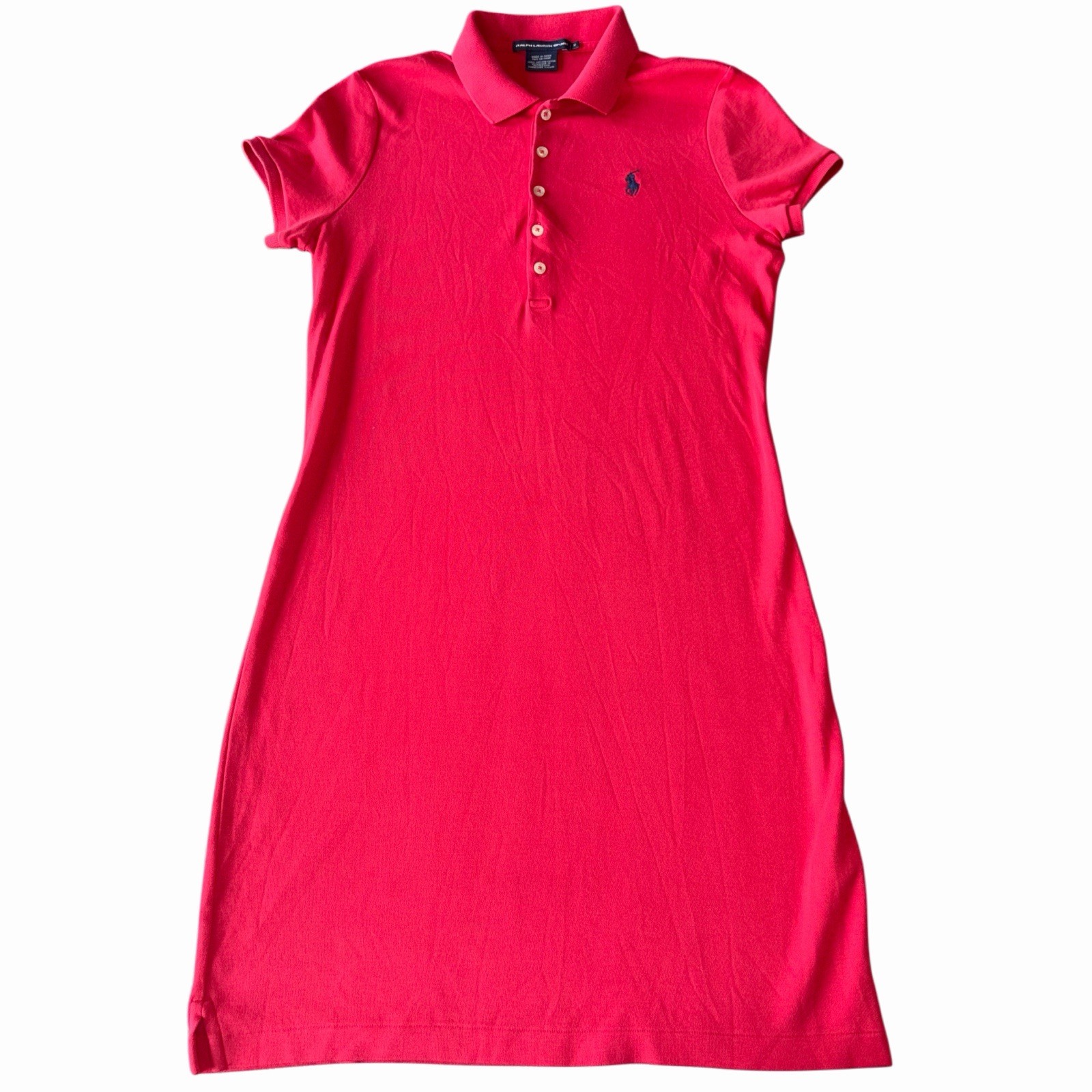 Ralph Lauren Sport Women’s Size Medium Pink Polo Dress Short Sleeve Blue Pony