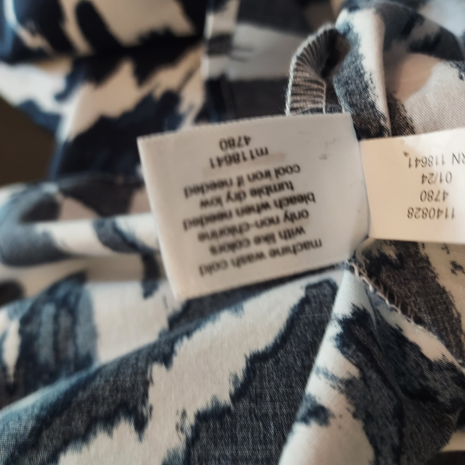 Lane Bryant Blue White & Black Ikat Pattern Dress Elastic Tie Pockets Sz 24