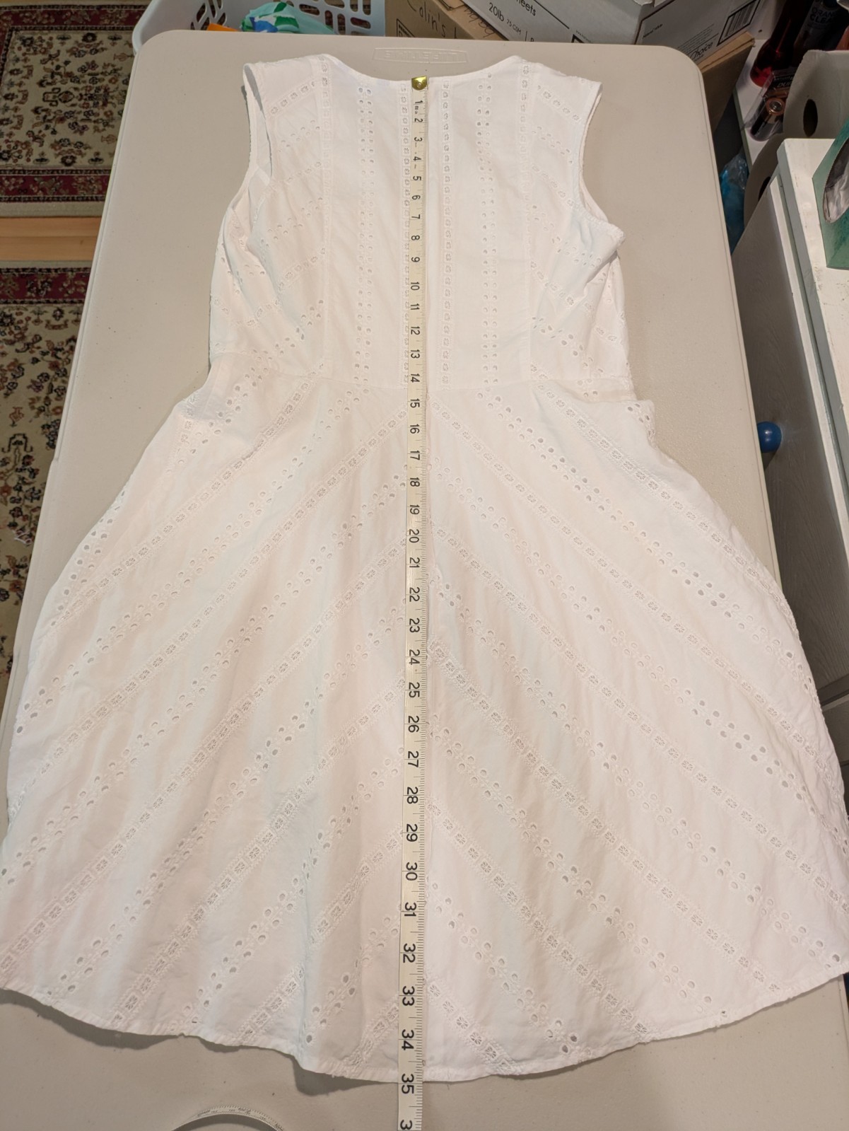 Draper James Eyelet V Net Dress Size 6 Sleeveless Lined Cotton