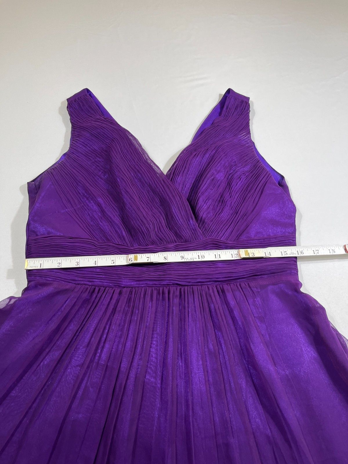 Deep Purple Chiffon Maxi Dress Ruched V Neck Evening Gown Whimsygoth Prom 15.5